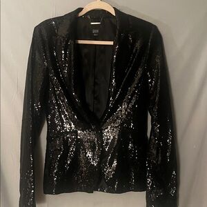 Elegant Black Sequin Blazer